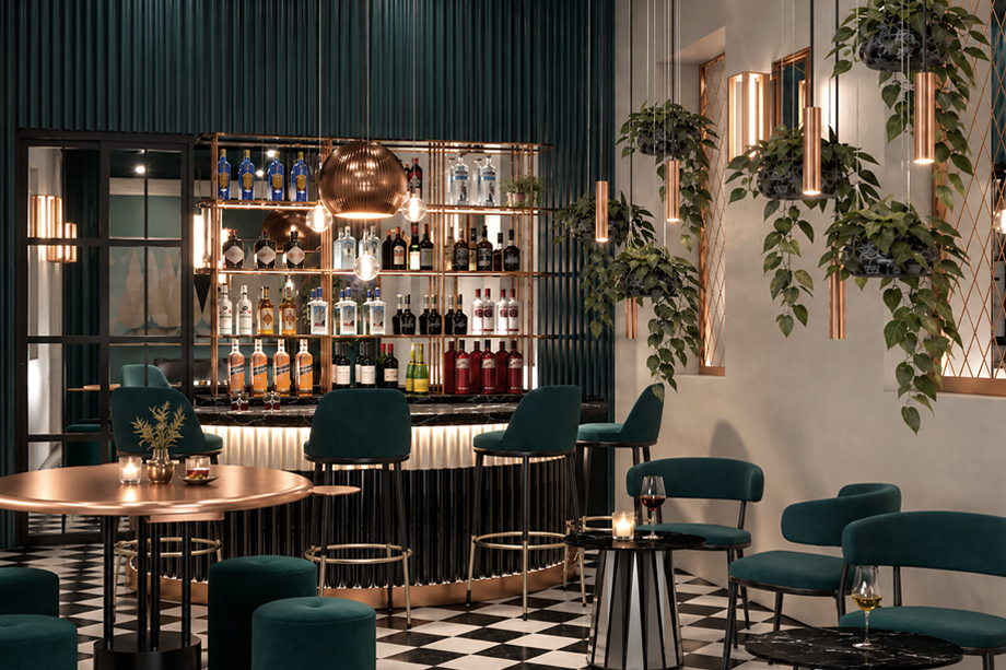 Diseño interior de bar