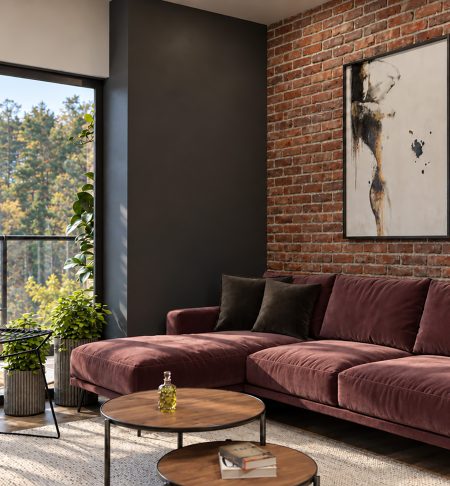 Interiorismo de Loft con vista a terraza