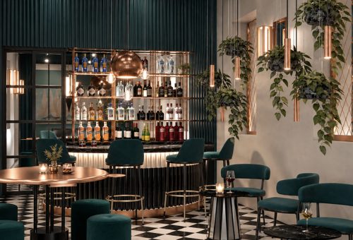Diseño interior de bar